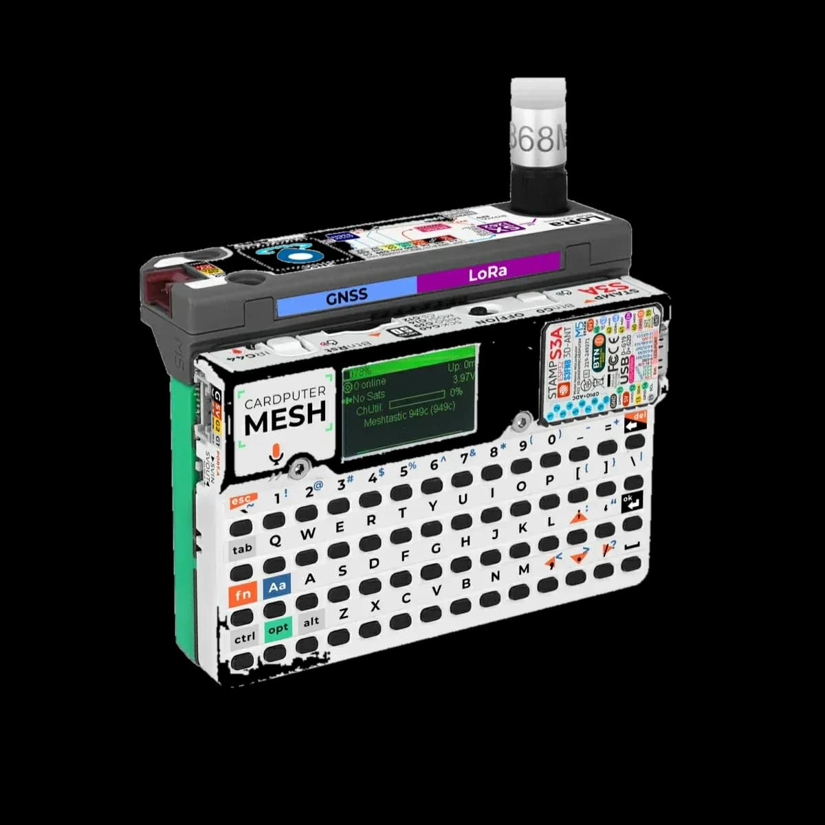 Cardputer Mesh Kit มุมเฉียงพร้อมเสาอากาศ
